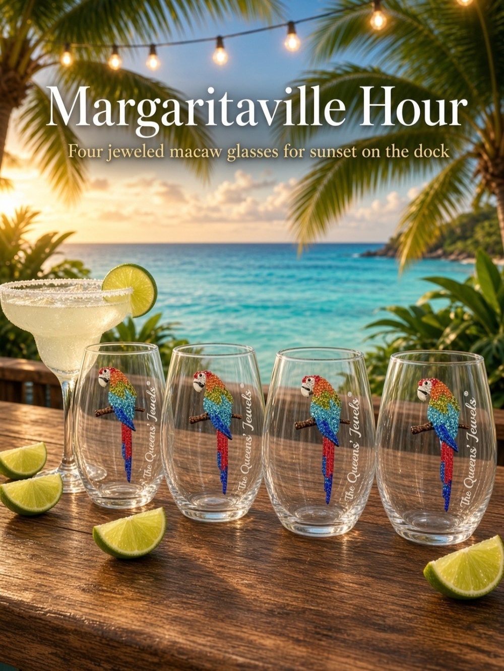 Margaritaville Parrotthead Syemless Wine Glasses.